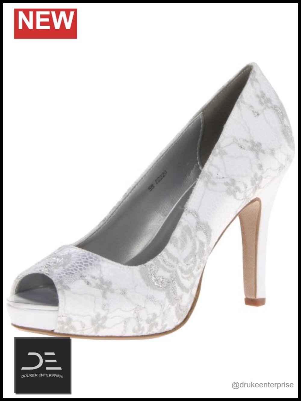 Satin Lace Peep Toe Platform Heels Wedding Dance Shoes